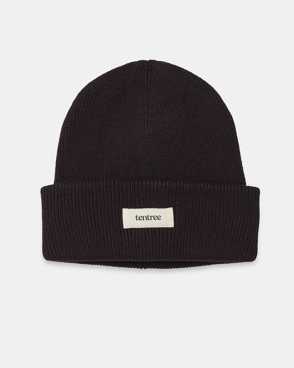 Black tentree Alden organic cotton rib-knit beanie