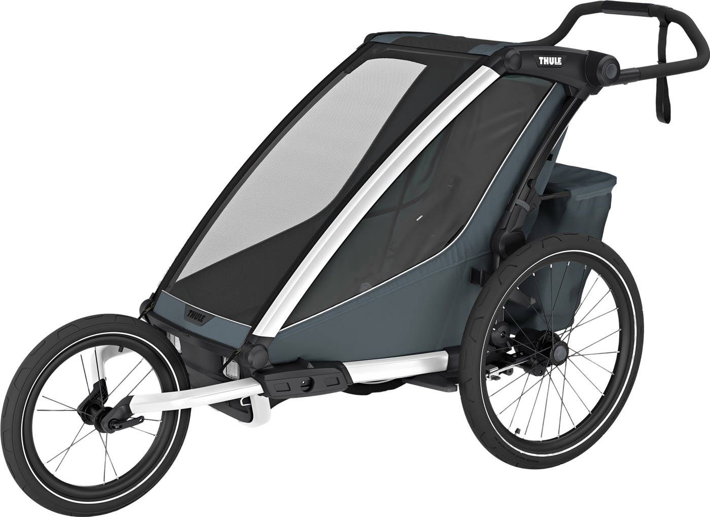 Dark slate Thule Chariot Cross 2 single-seat bicycle trailer