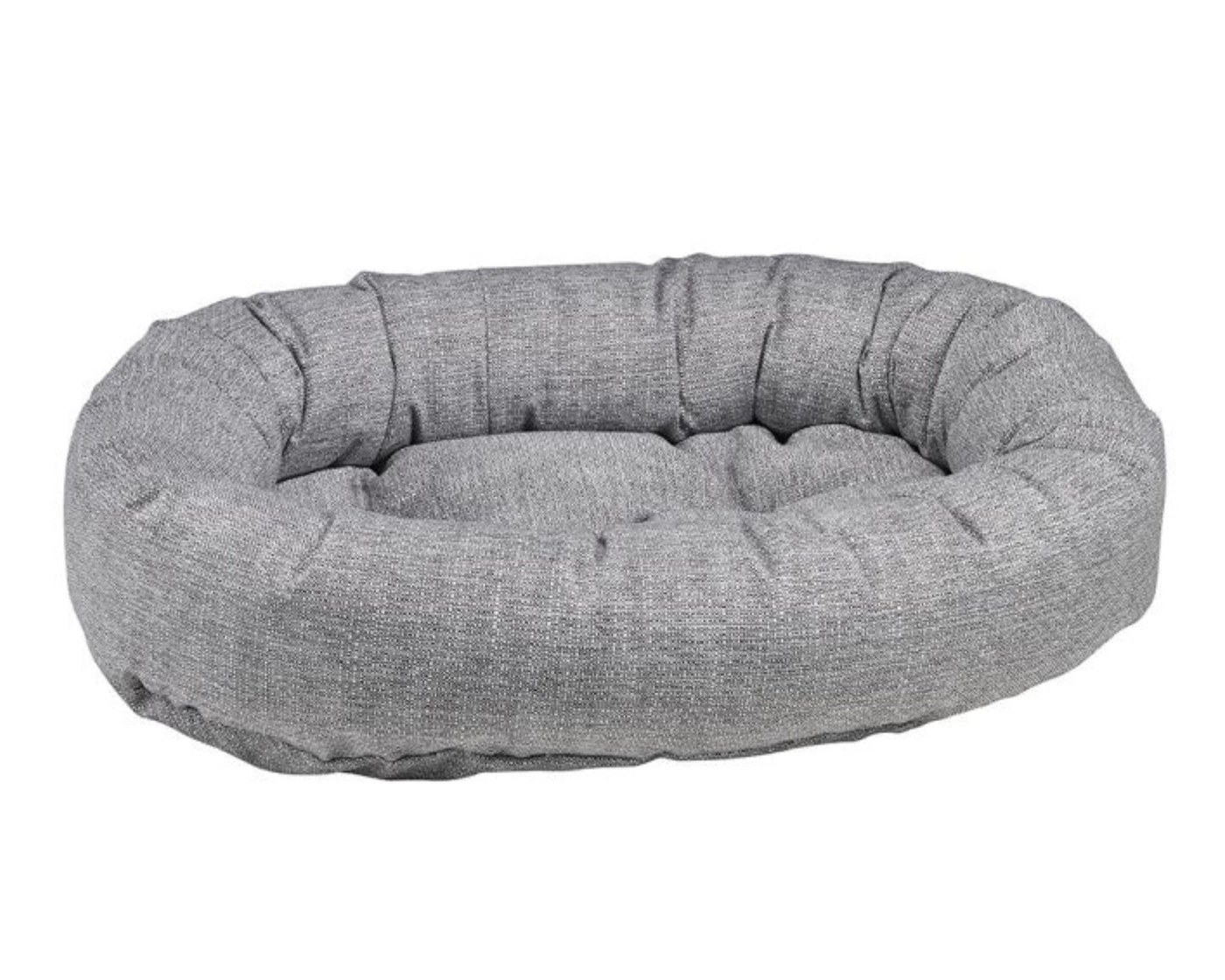 Bowsers Donut Bed in Allumina fabric, with an oval bolster and removable cushion