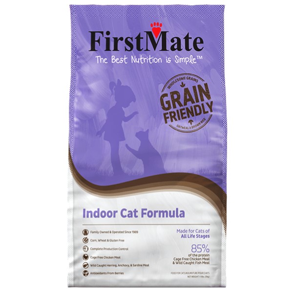 11 lb bag of FirstMate Grain Friendly Indoor Cat Formula dry cat food